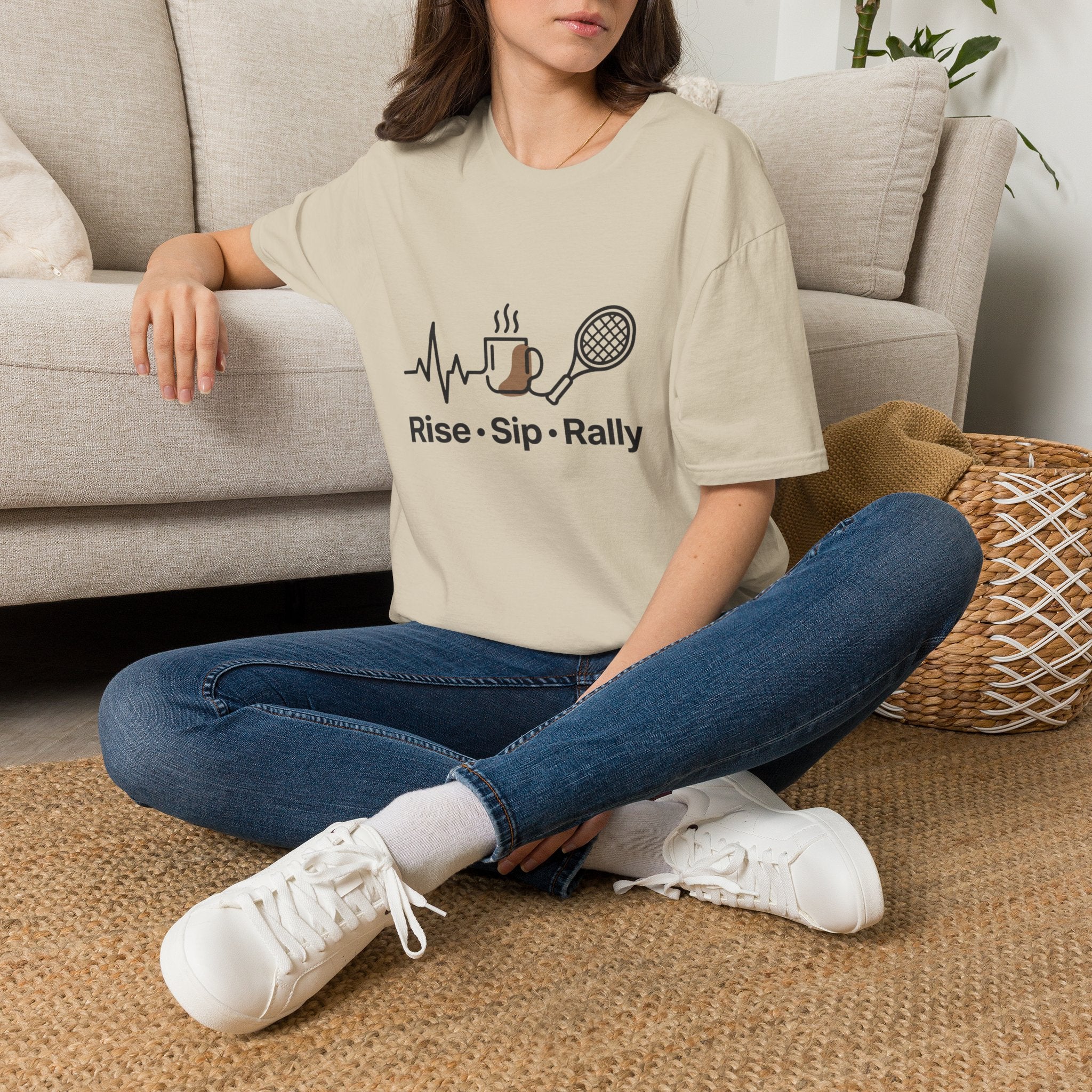 Tennis T-Shirt — Rise · Sip · Rally Coffee & Tennis