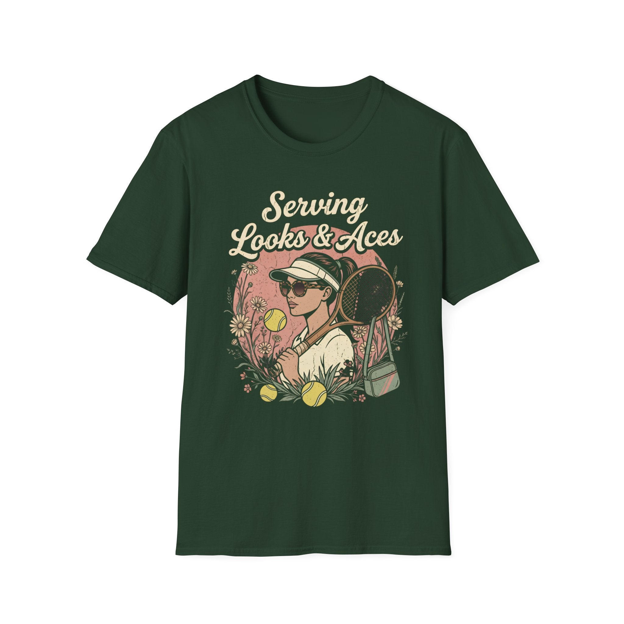Serving Looks & Aces Retro Tennis T-Shirt