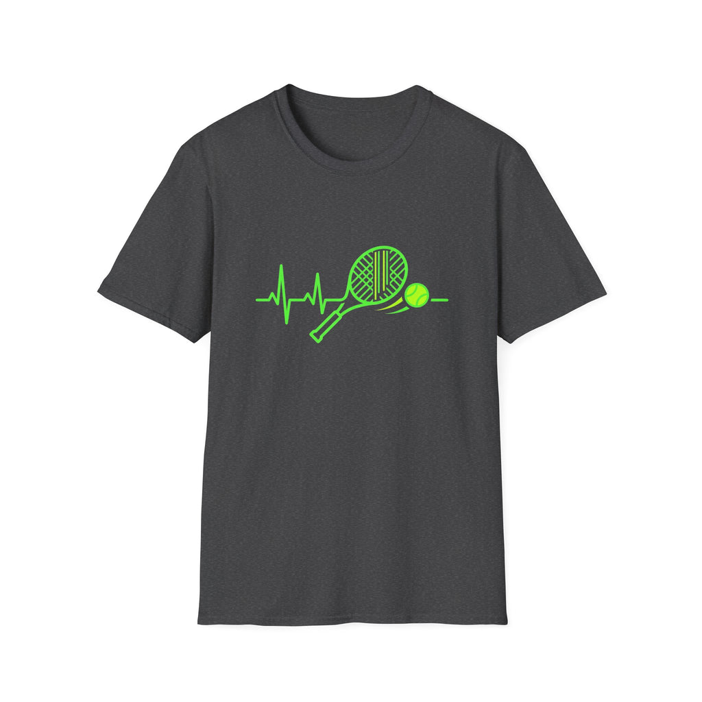 Tennis Racket Heartbeat T-Shirt — Neon Green Tennis Lover Tee
