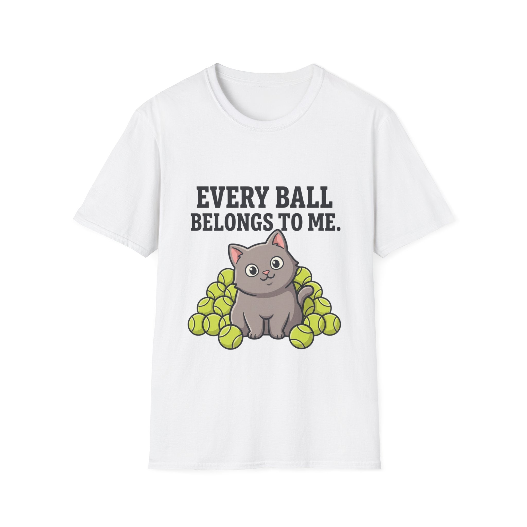 Every Ball Belongs to Me Cat T-Shirt — Cute Tennis Ball Cat Tee for Pet Lovers