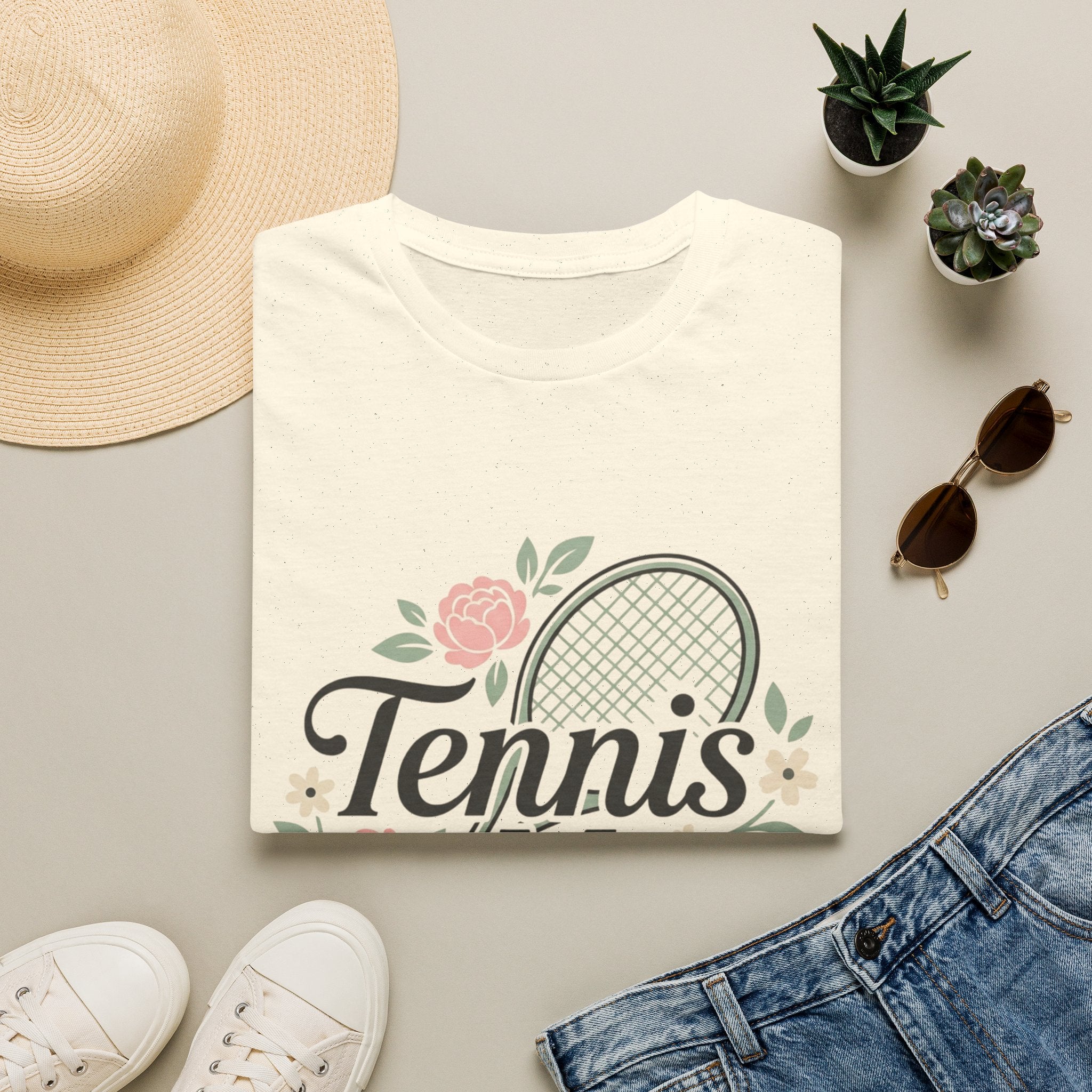 Tennis Mom Shirt — Floral Racket Design