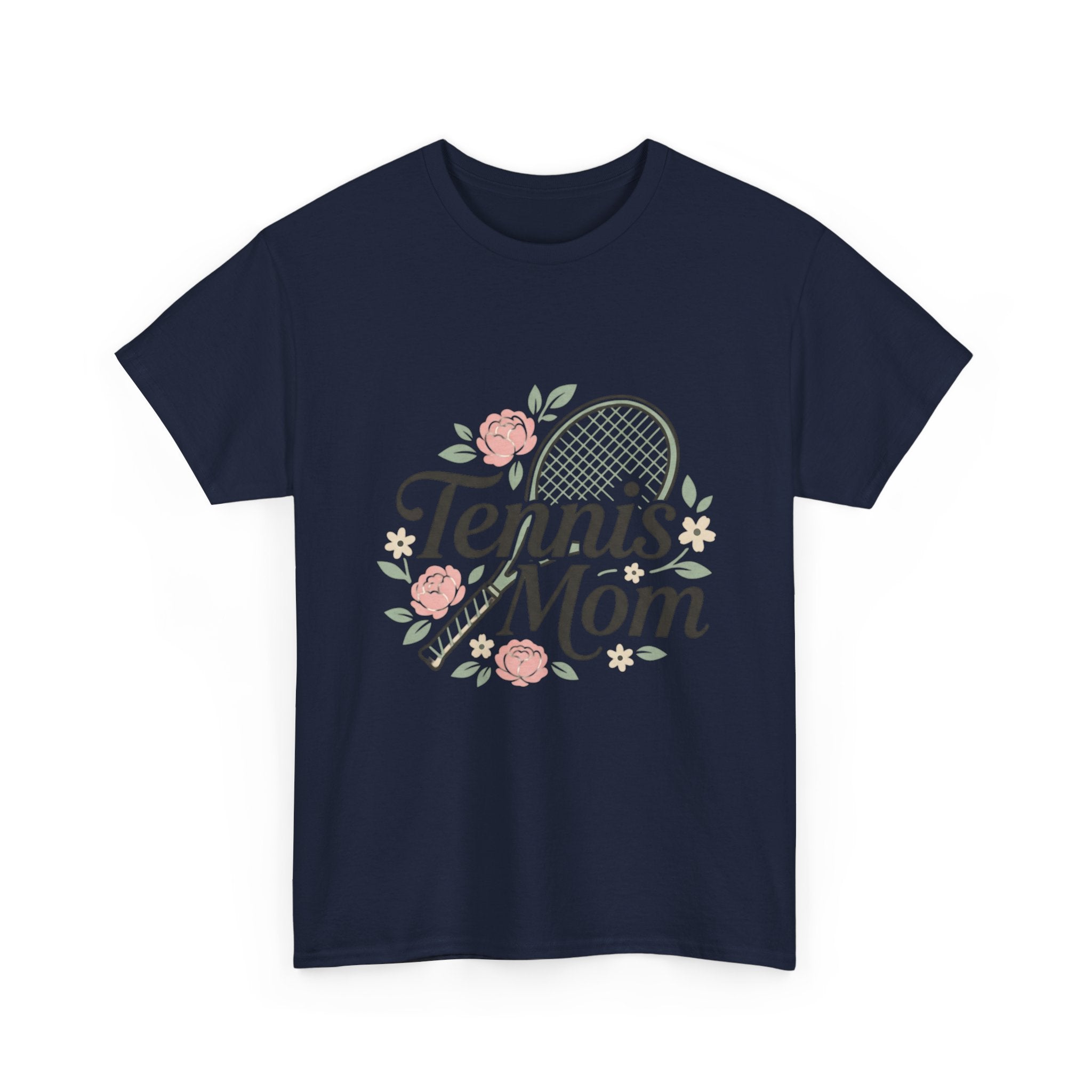 Tennis Mom T‑Shirt — Floral Tennis Racket Tee for Proud Sports Moms