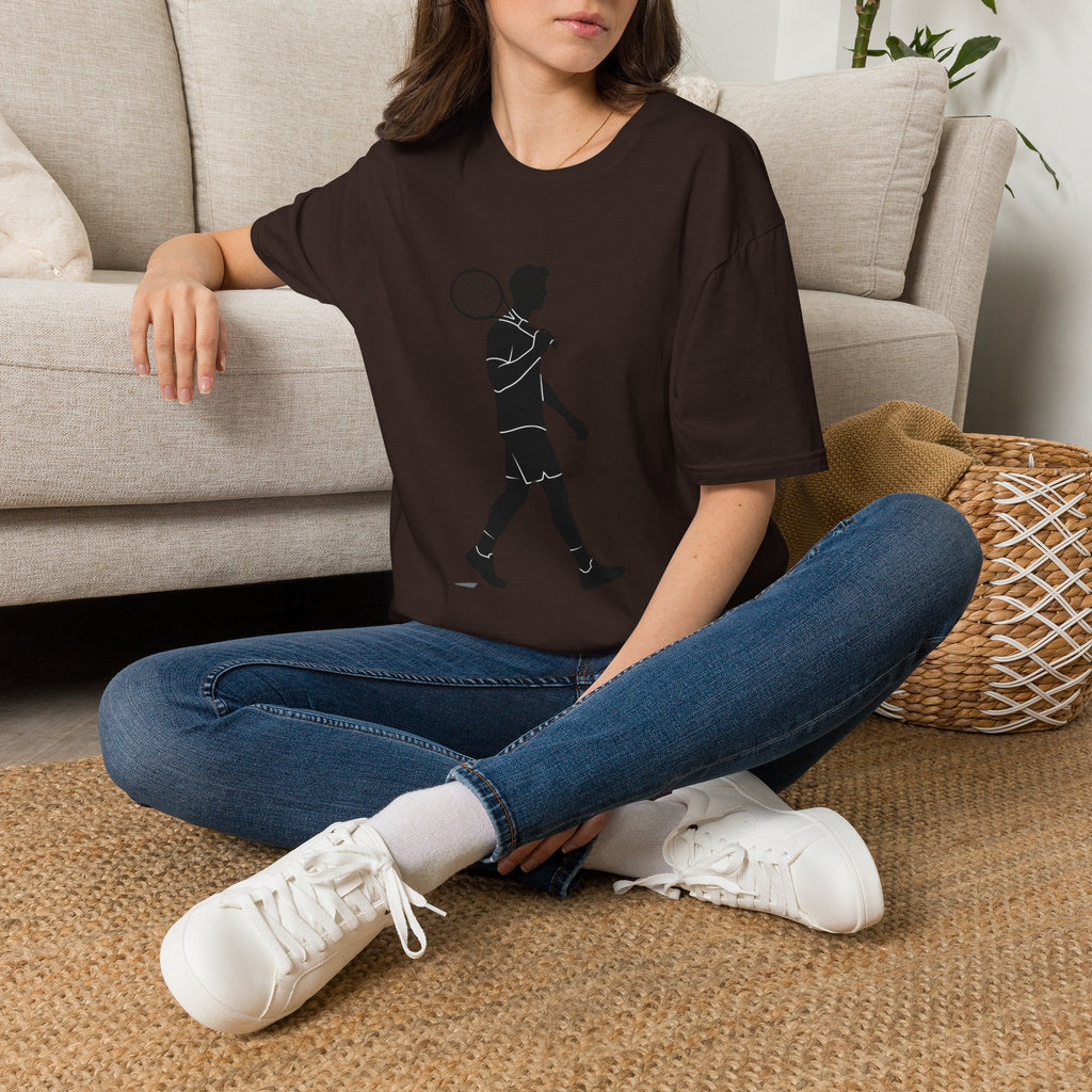 Tennis Player Silhouette T‑Shirt — Minimal Athletic Graphic Tee