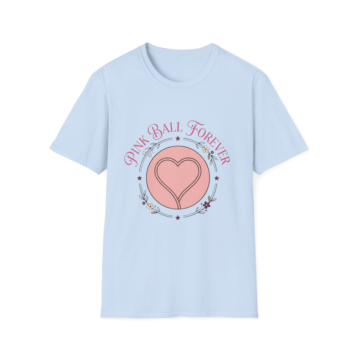 Pink Ball Forever T-Shirt — Cute Pink Heart Graphic Tee for Cheer & Sports Fans