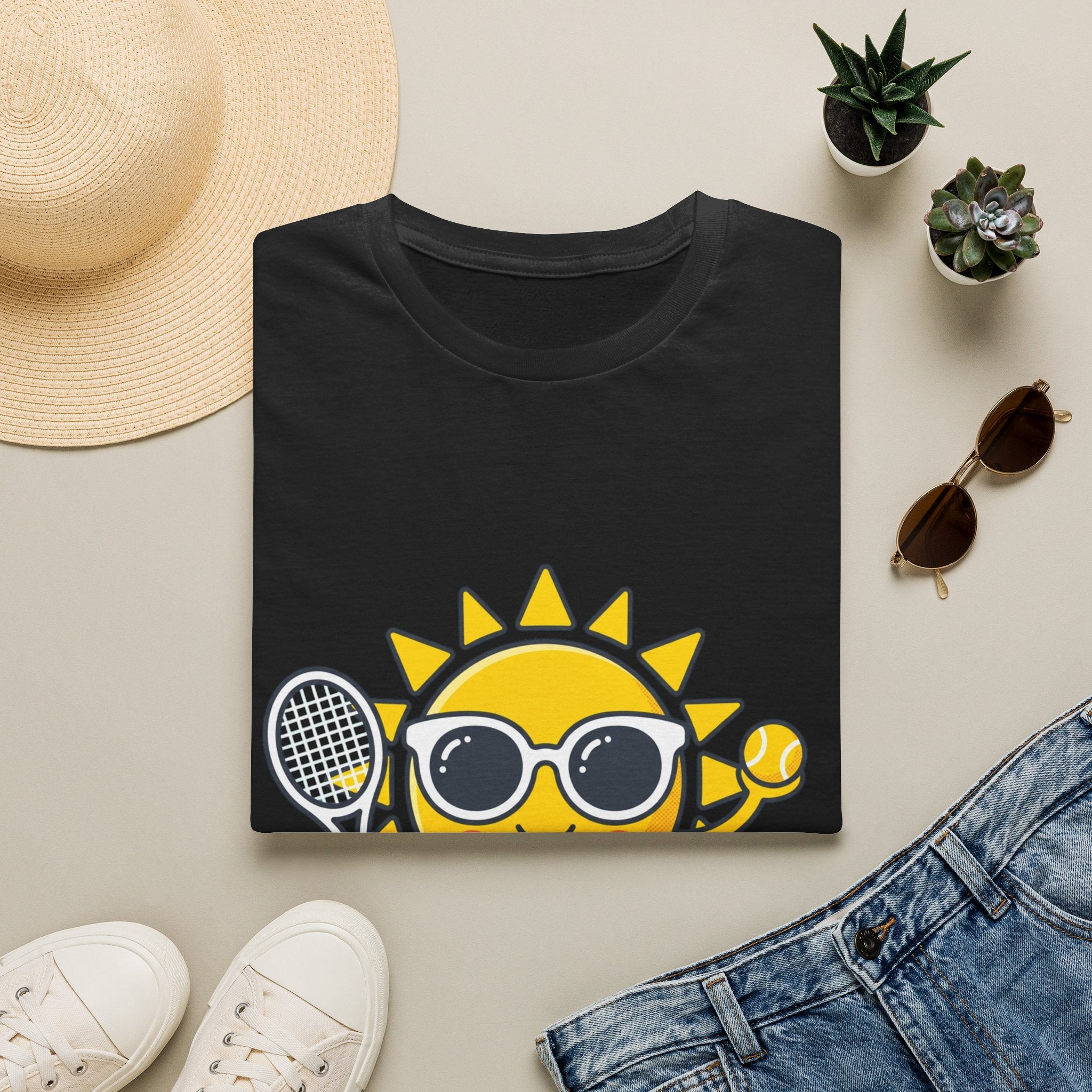 Sunshine Tennis Tee — Cute Sunglasses Sun Graphic T-Shirt