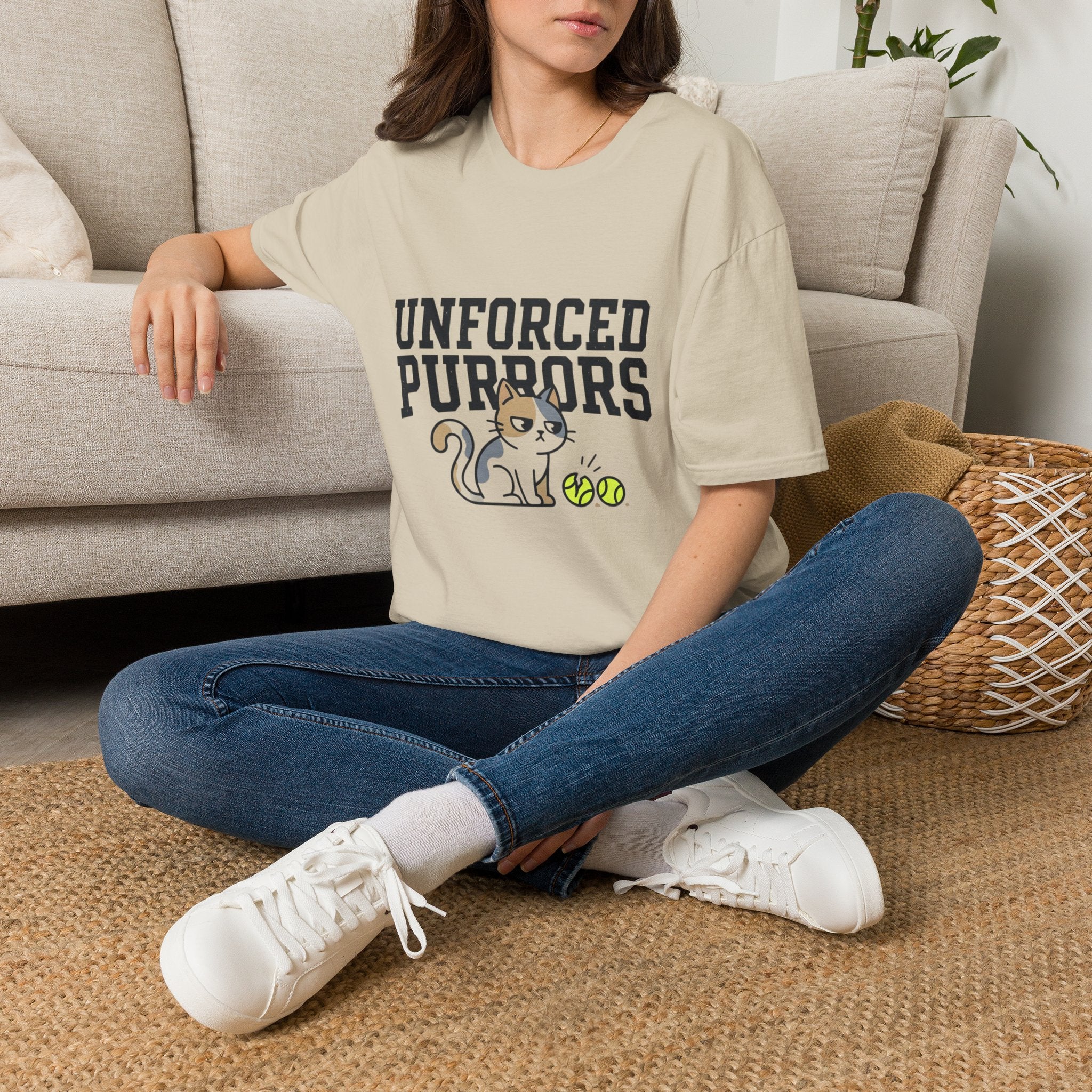 Unforced Purrs Cat T-Shirt — Funny Tennis Cat Graphic Tee