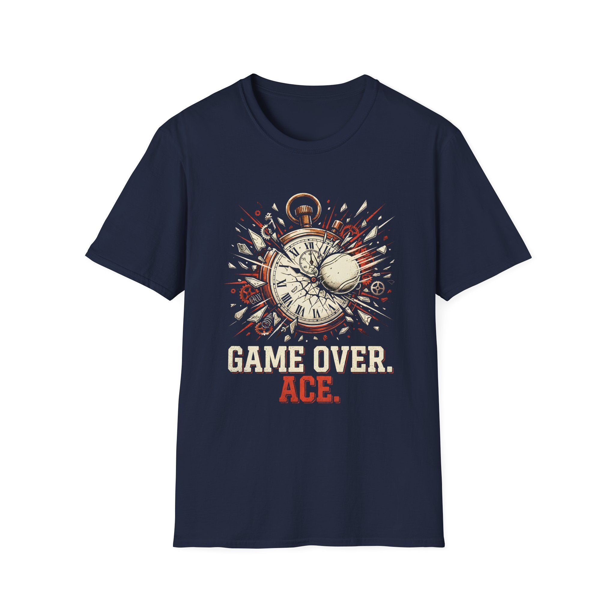 Game Over Ace T-Shirt — Vintage Pocket Watch Explosion Gamer Tee