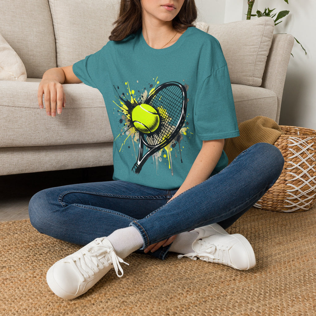 T-Shirt — Splash Tennis Racket & Ball Graphic Tee