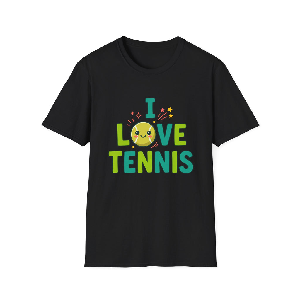 I Love Tennis T-Shirt — Cute Smiley Tennis Ball Tee for Players & Fans