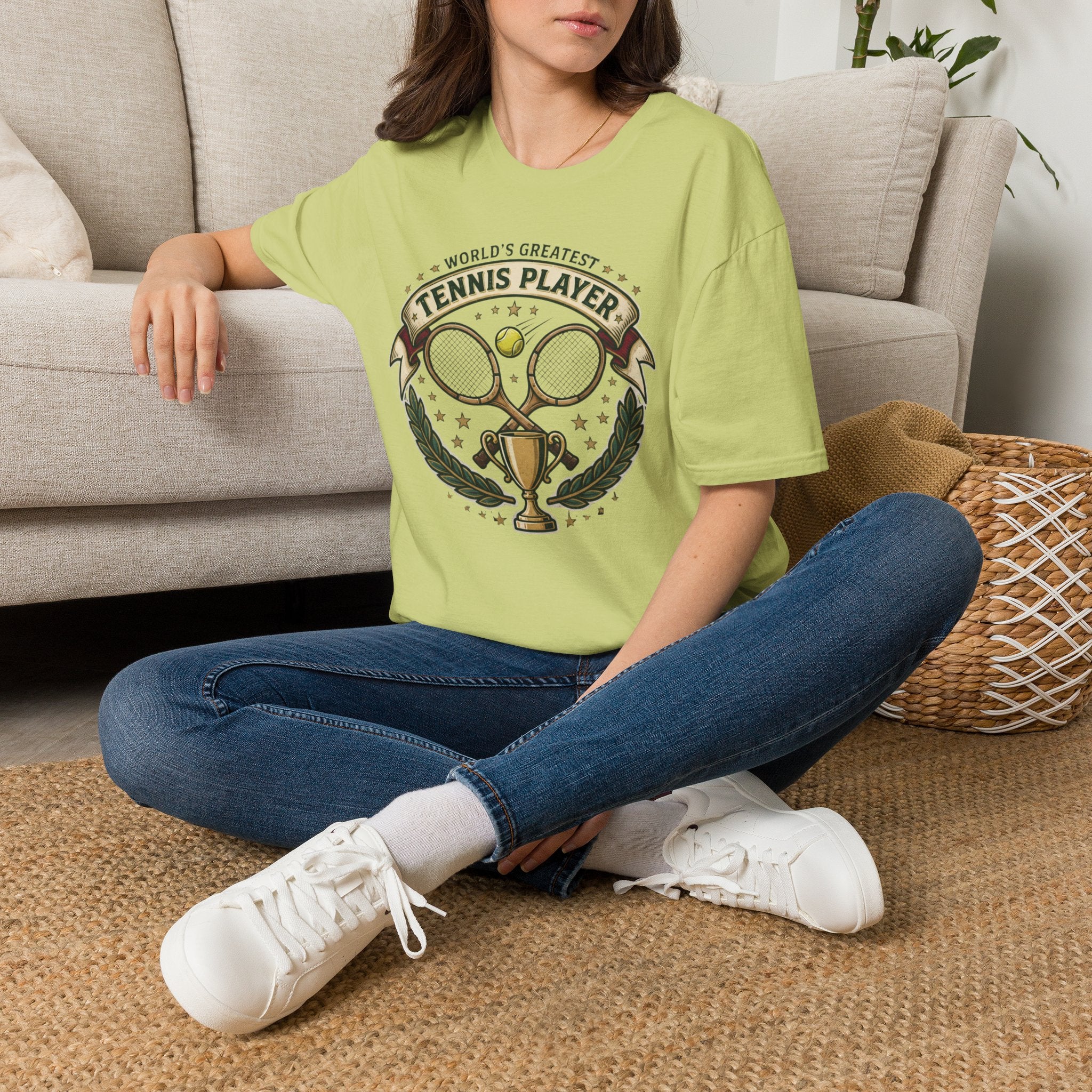 World's Greatest Tennis Player T-Shirt — Vintage Tennis Racket & Trophy Tee