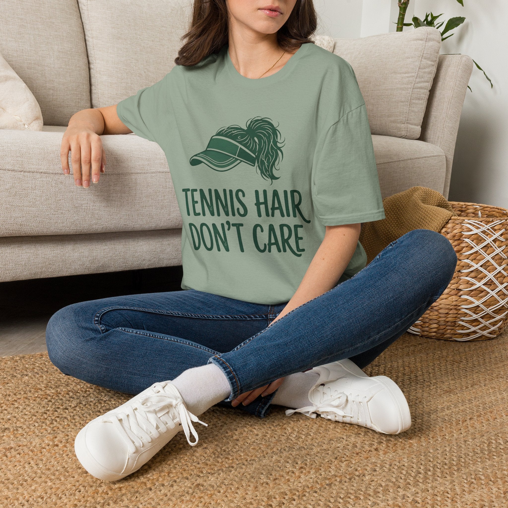 tennis hair don't care t-shirt