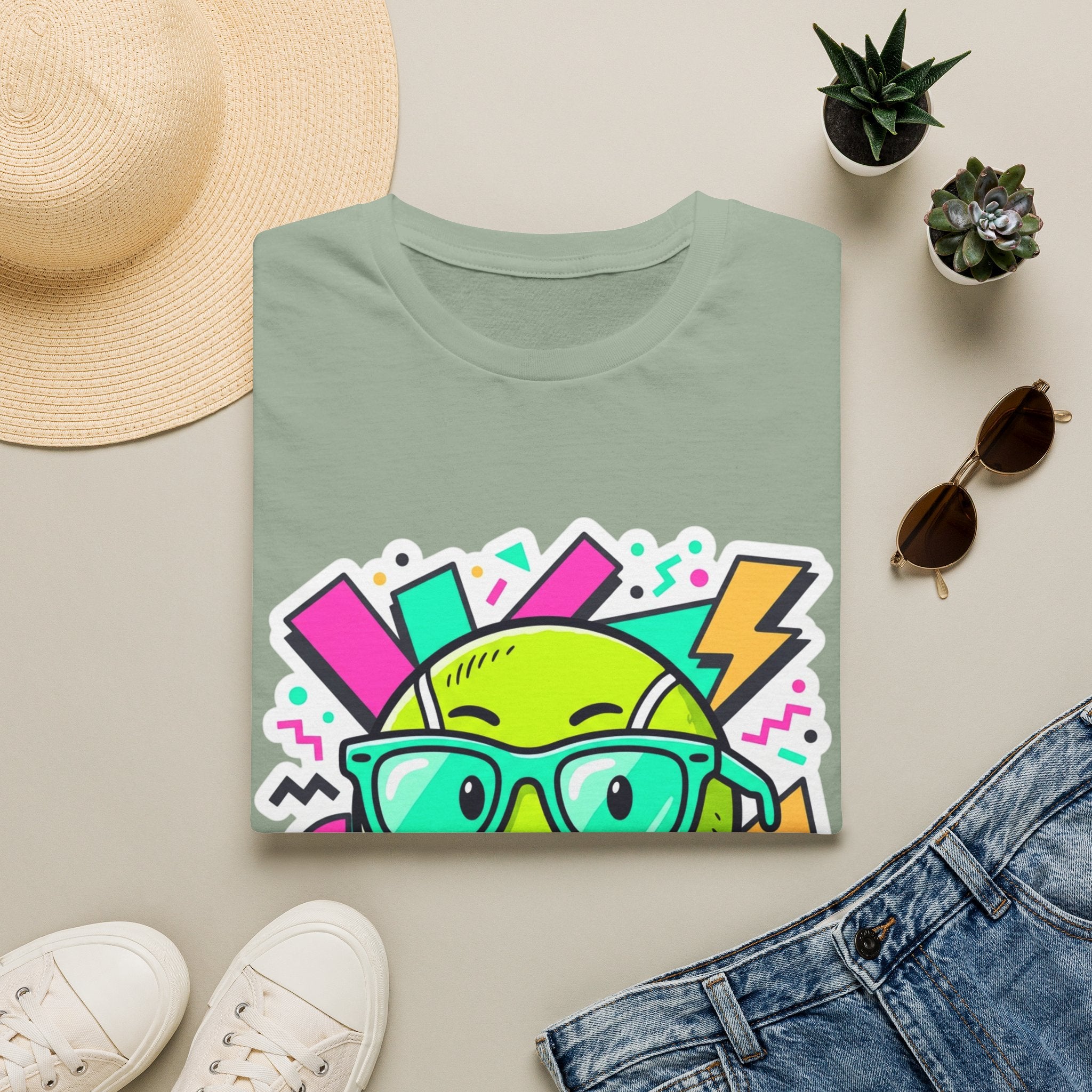 Retro Smiley Sunglasses T-Shirt — Neon Pop Graphic Tee