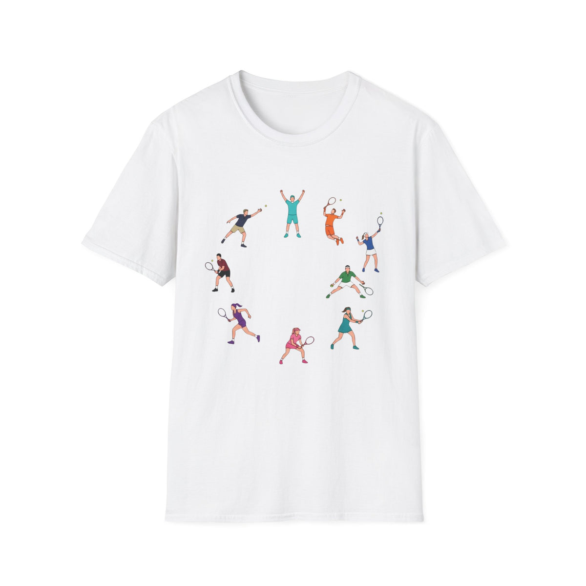 Tennis Players T‑Shirt - Colorful Tennis Racquet Crew Tee