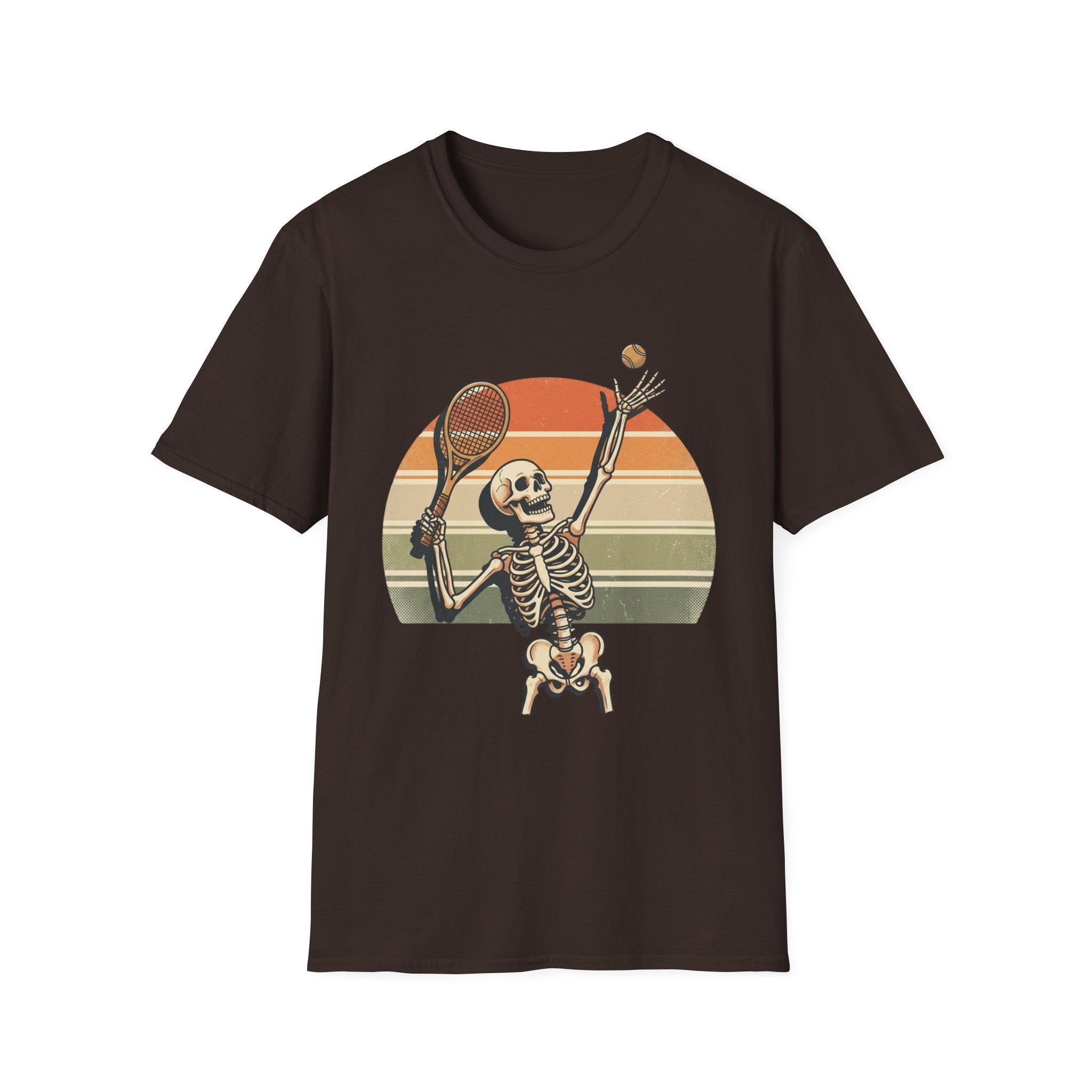 Skeleton Tennis Tee — Retro Sunset Vintage t_shirt