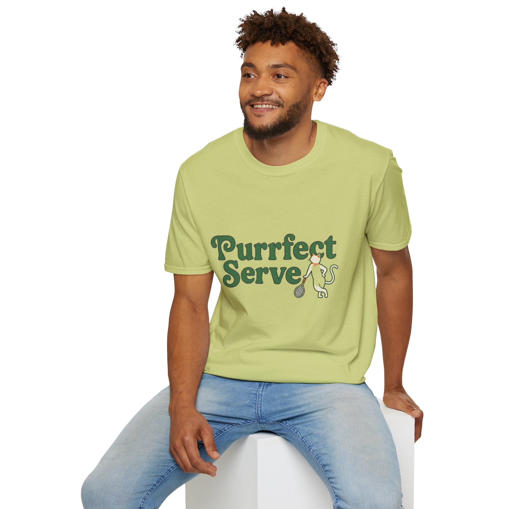 Purrfect Serve Cat Tennis T-Shirt