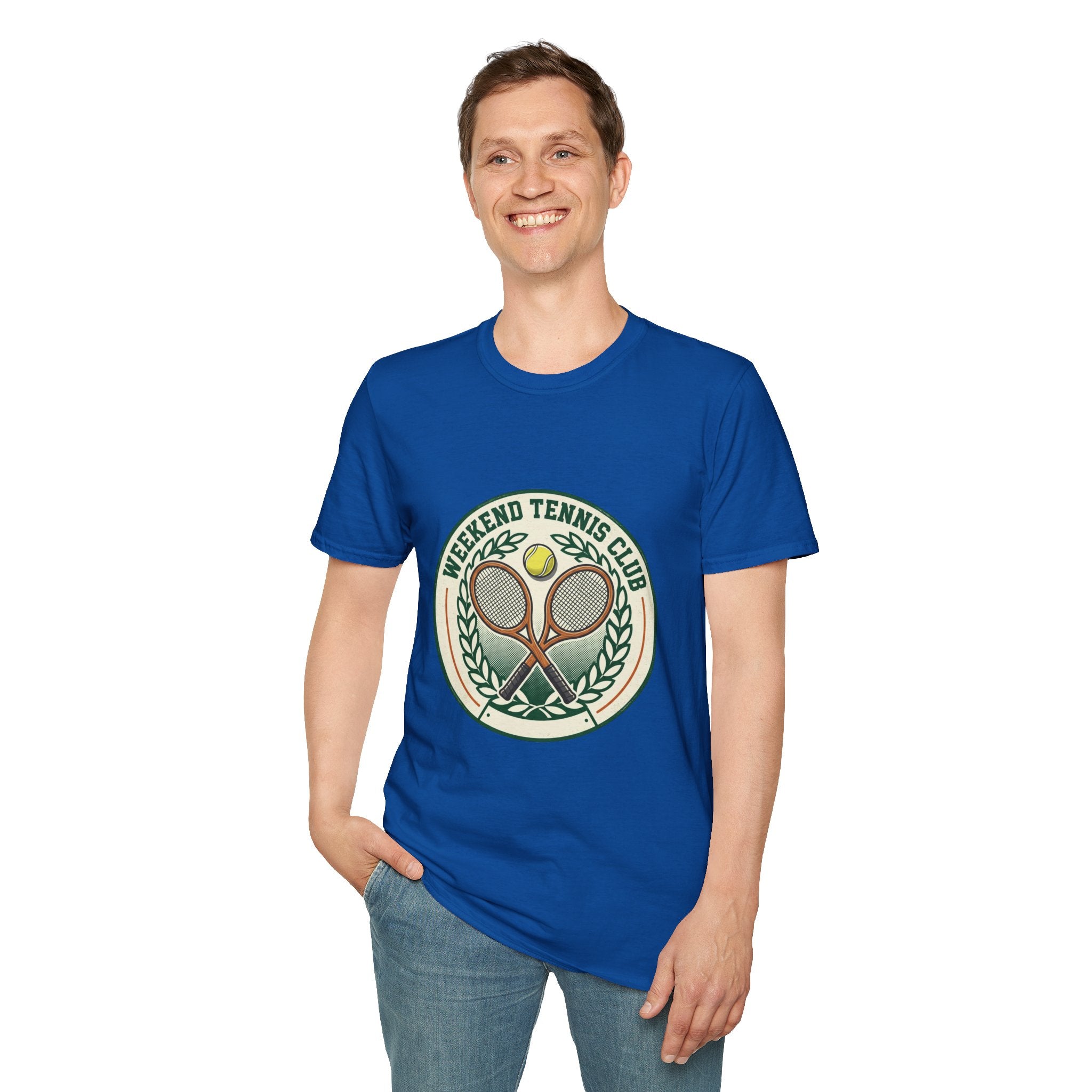 Weekend Tennis Club T-Shirt — Retro Tennis Racket & Ball Graphic