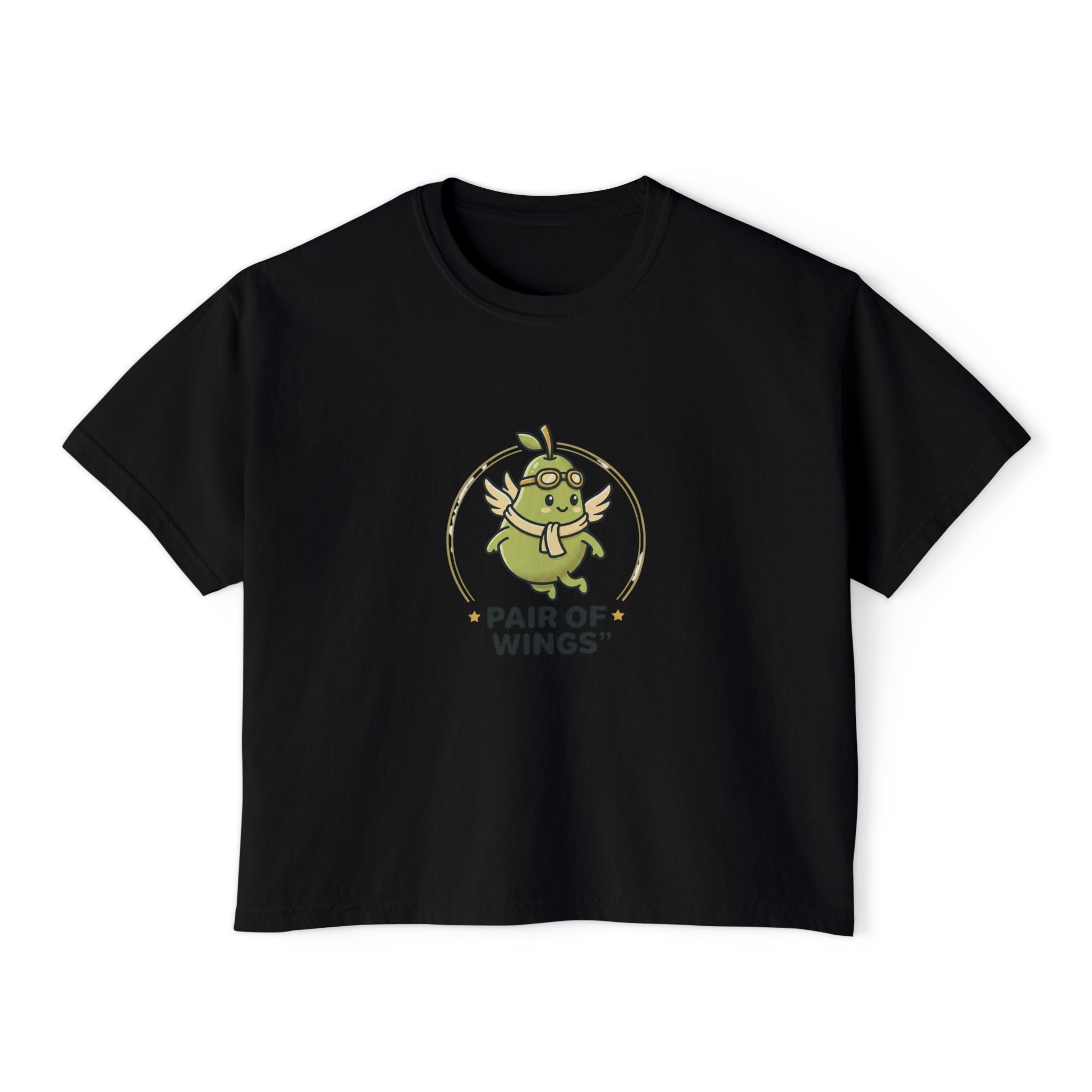 Pair of Wings Tee — Cute Winged Monster Graphic Women's Boxy T‑Shirt