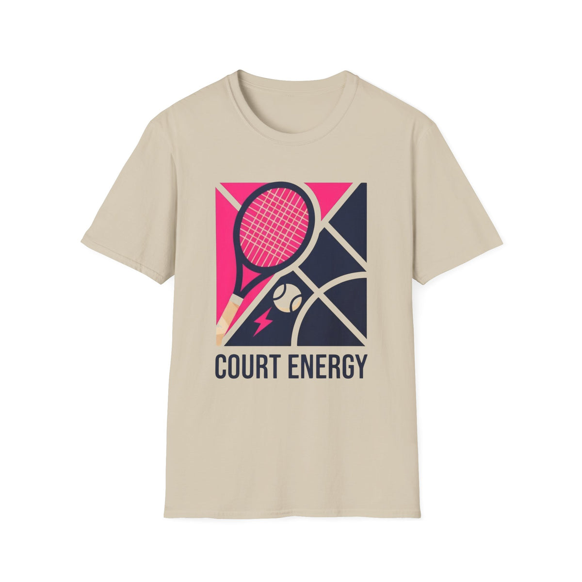 Court Energy Tennis T‑Shirt — Retro Racket & Ball Graphic