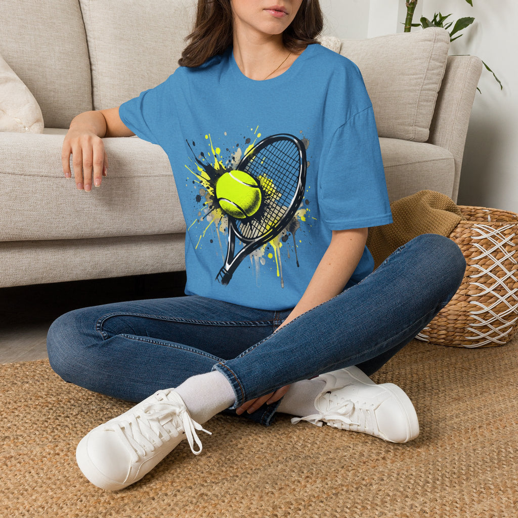 T-Shirt — Splash Tennis Racket & Ball Graphic Tee