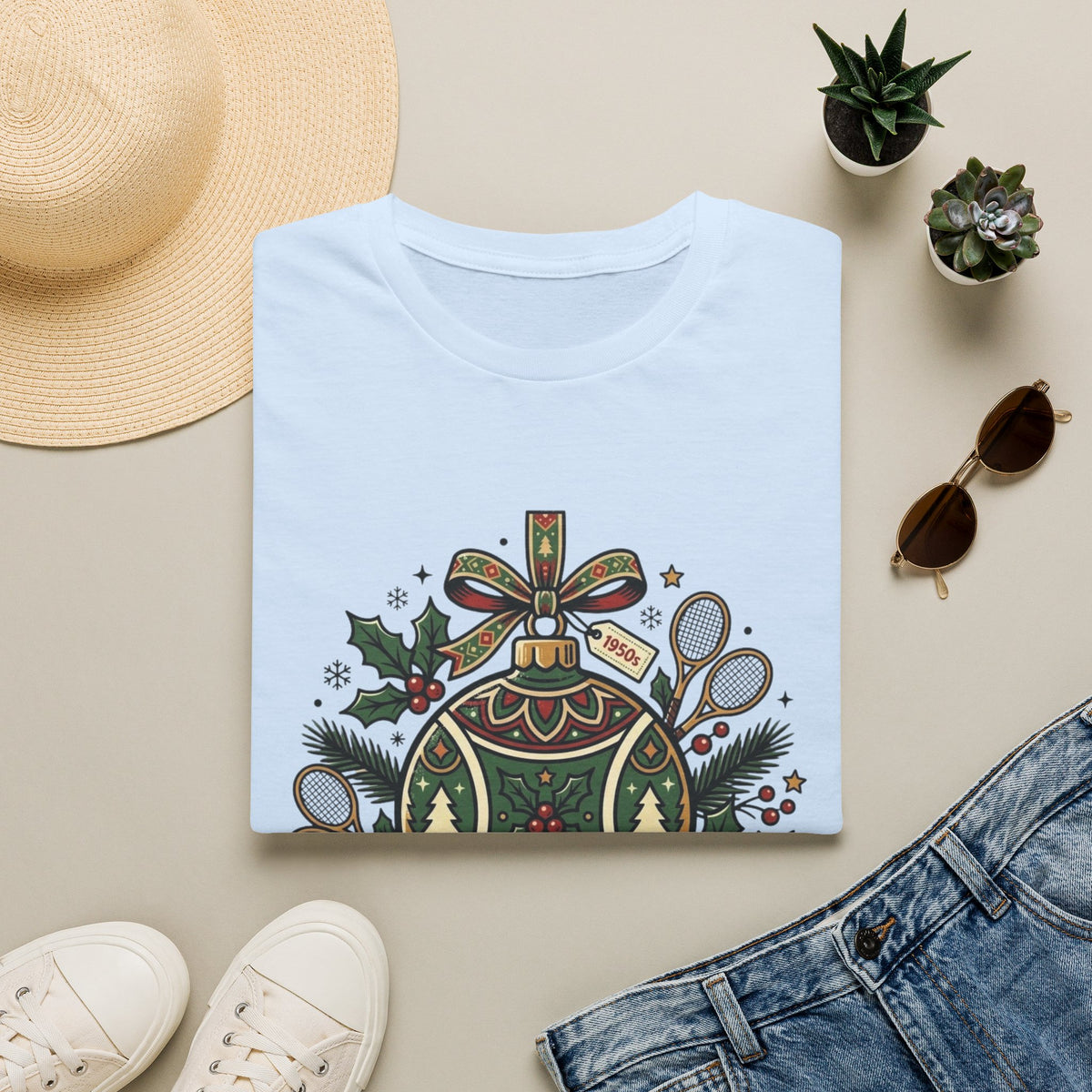 Christmas Tennis Ornament T-Shirt — "Have a Very Merry Match" Holiday Tee