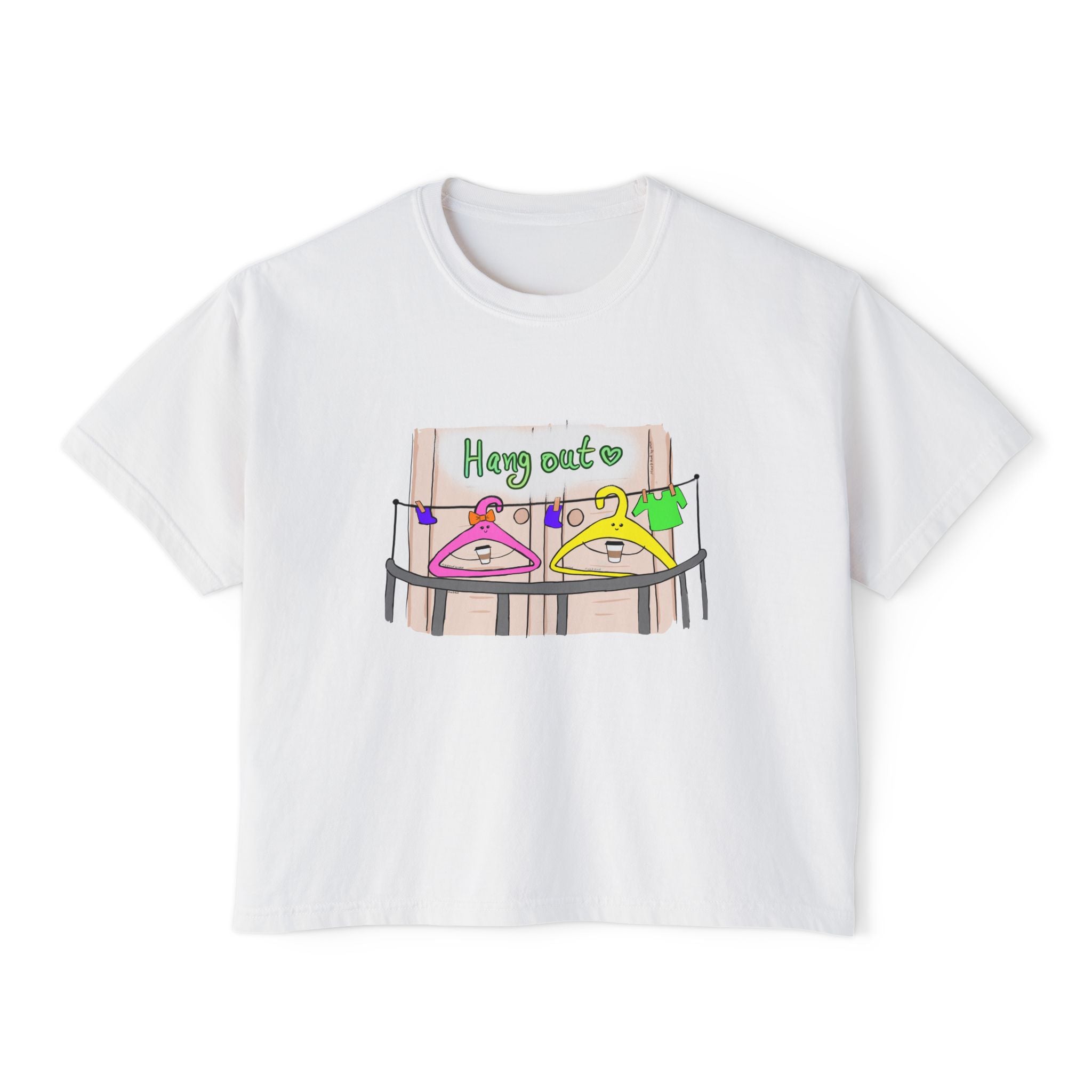 Cute Hangers Coffee Balcony Women's Boxy Tee