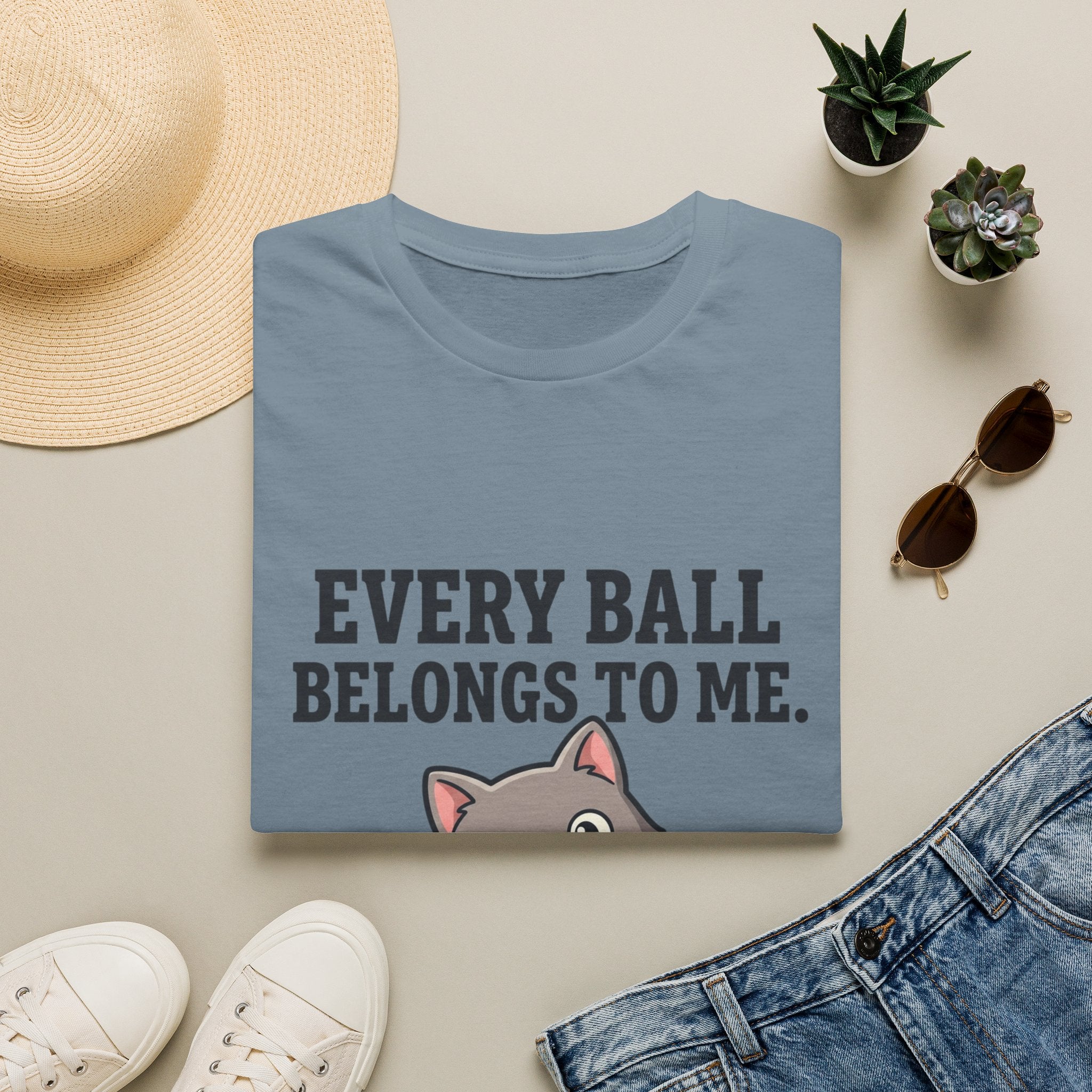 Every Ball Belongs to Me Cat T-Shirt — Cute Tennis Ball Cat Tee for Pet Lovers