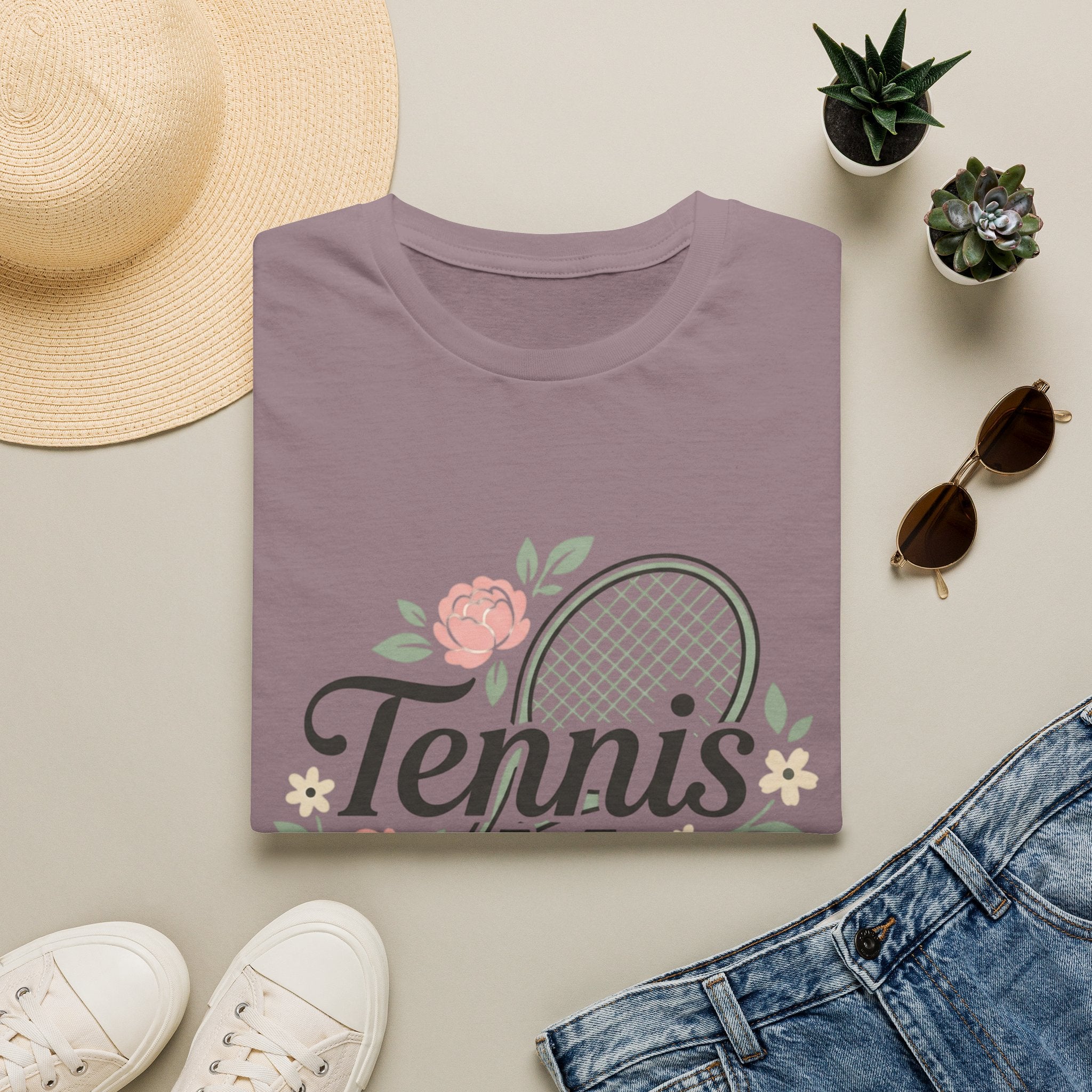 Tennis Mom Shirt — Floral Racket Design