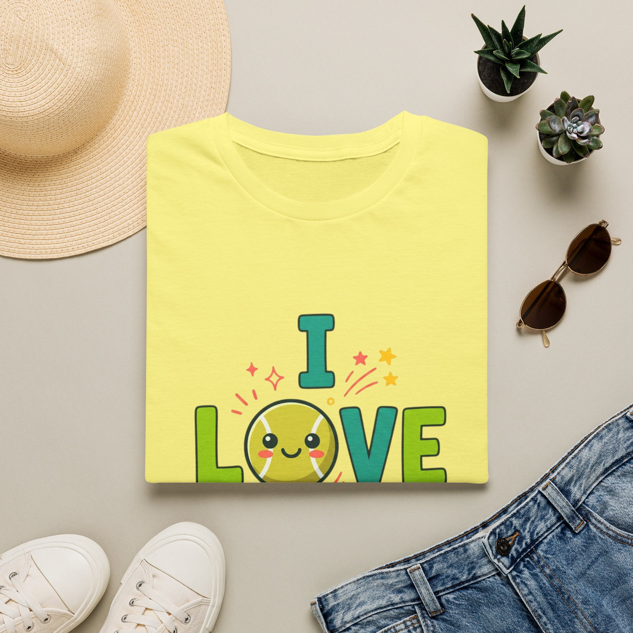 I Love Tennis T-Shirt — Cute Smiley Tennis Ball Tee for Players & Fans