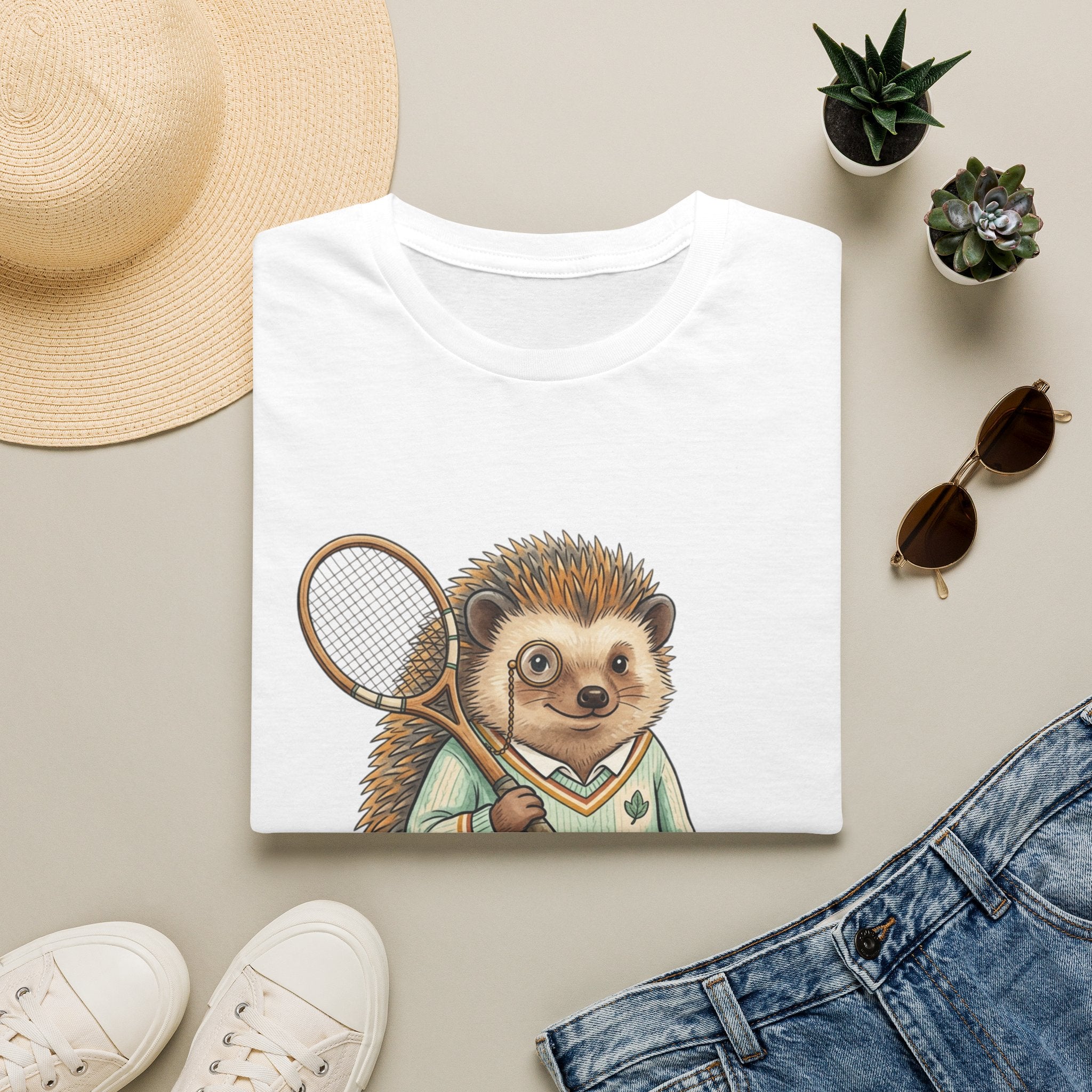 Hedgehog Tennis Player T-Shirt – Cute Animal Sports Graphic Tee