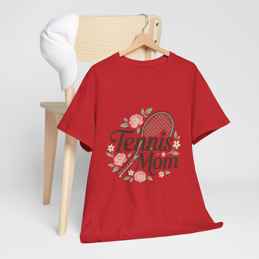 Tennis Mom T‑Shirt — Floral Tennis Racket Tee for Proud Sports Moms