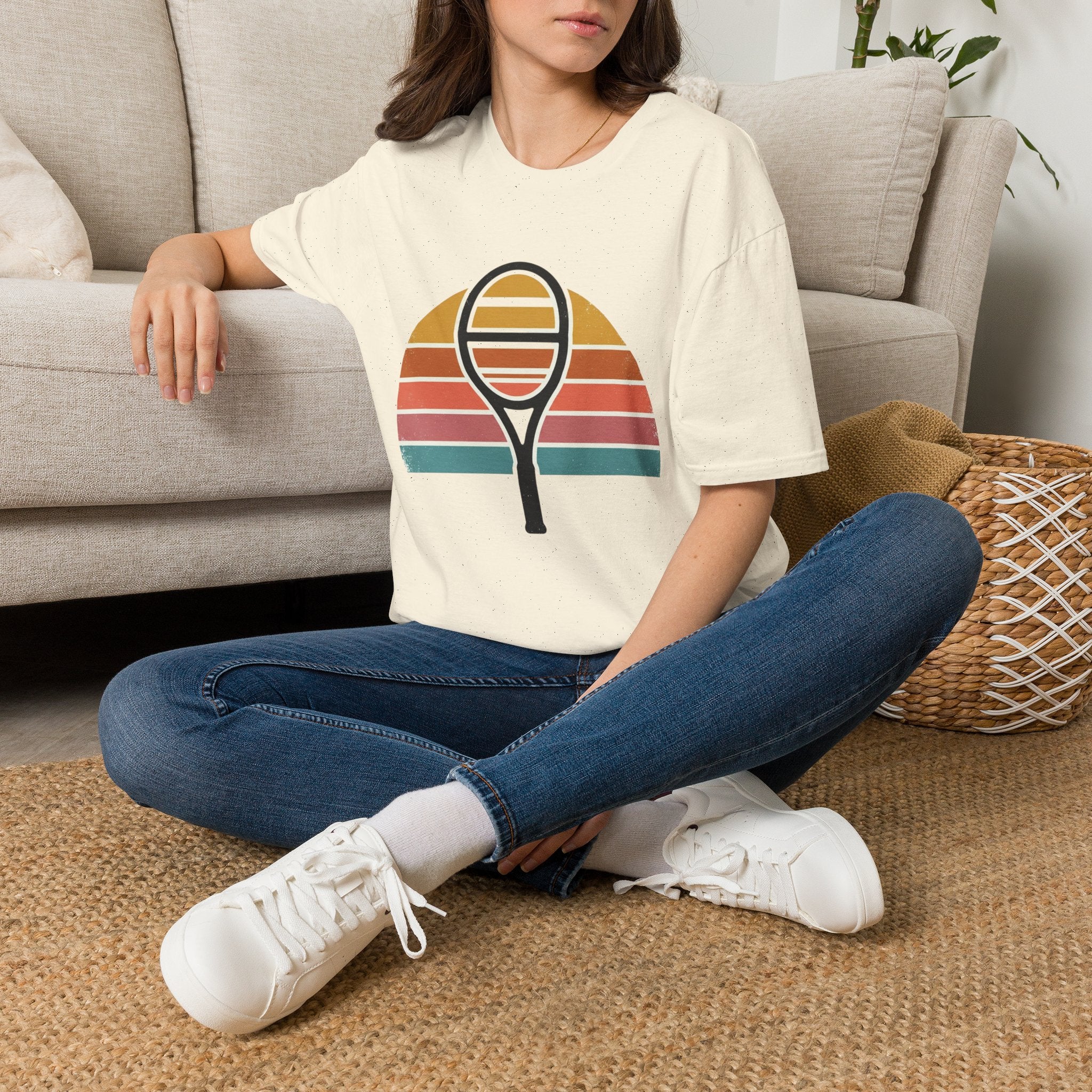 Tennis Racket Retro Sunset T-Shirt