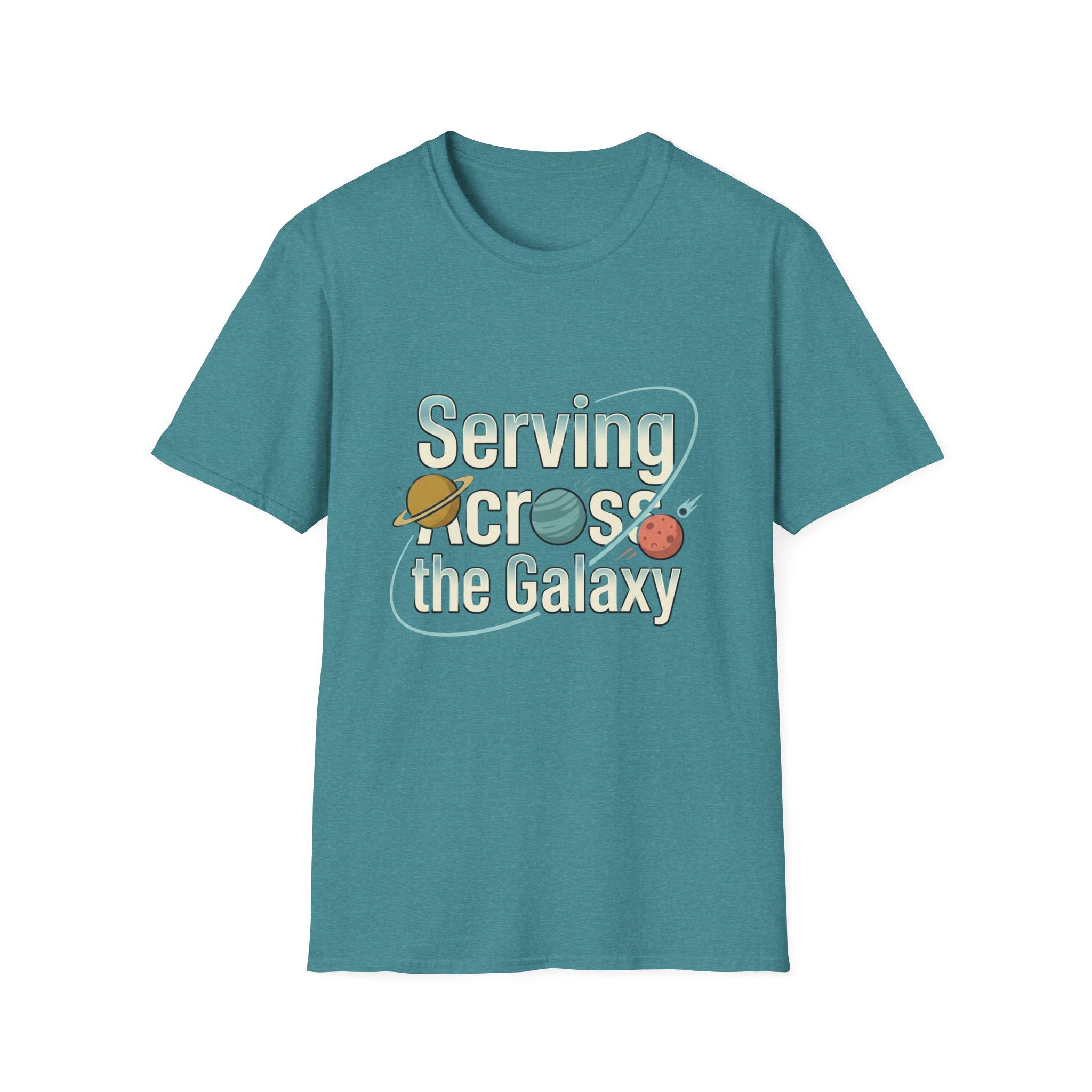 Serving Across the Galaxy Retro Space T-Shirt