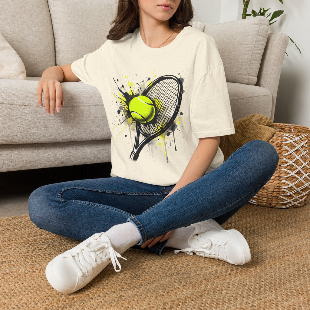 T-Shirt — Splash Tennis Racket & Ball Graphic Tee