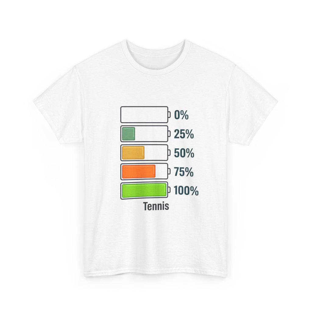 T-Shirt — Tennis Battery Level Graphic Tee (0%-100%)