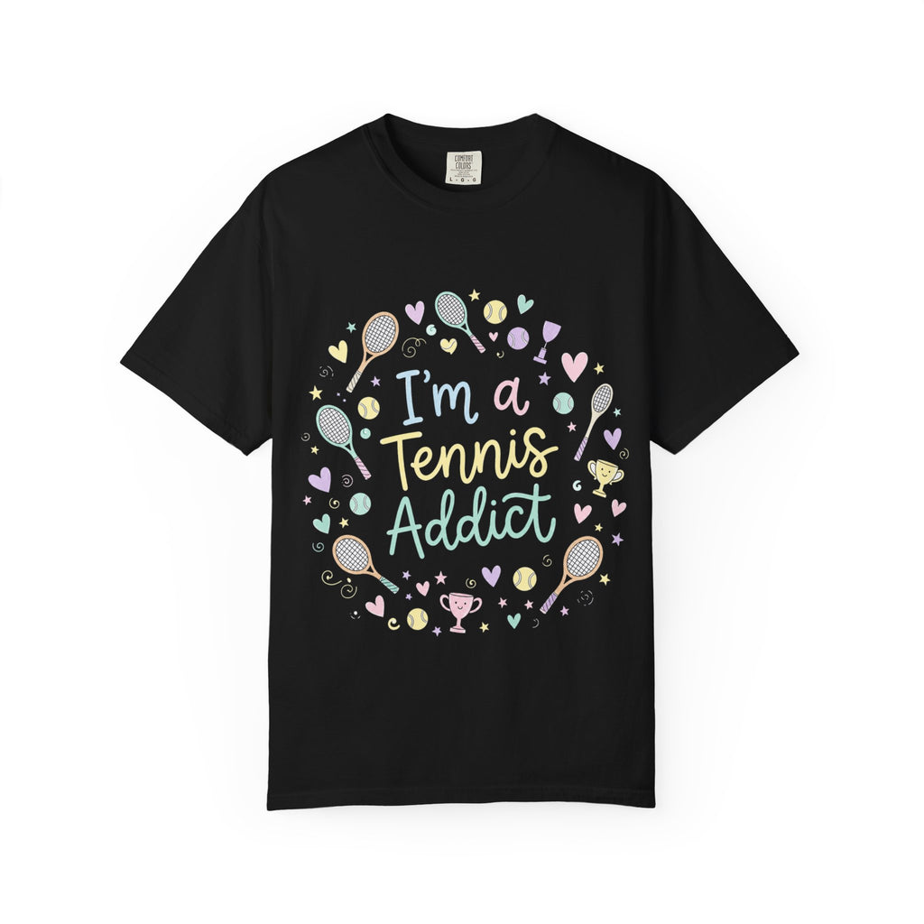I'm a Tennis Addict T‑Shirt — Cute Pastel Tennis Graphic Tee for Players & Fans