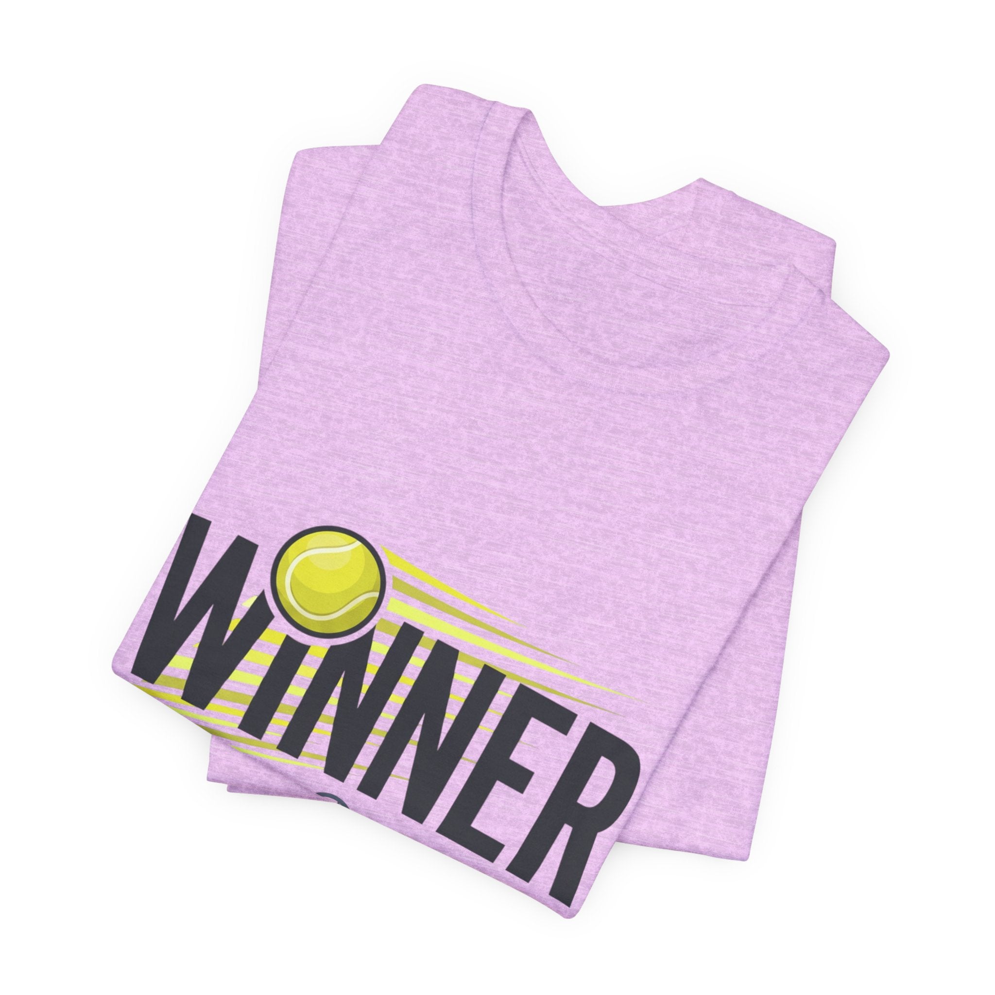Winner Tennis T‑Shirt — Motivational Tennis Tee with Ball & Racket Graphic