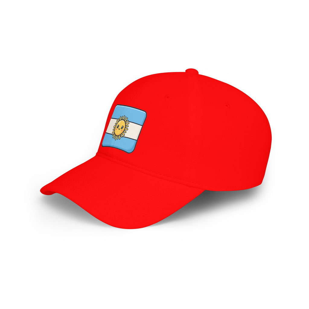 Argentina Sun Flag Baseball Cap — Low Profile Red Hat