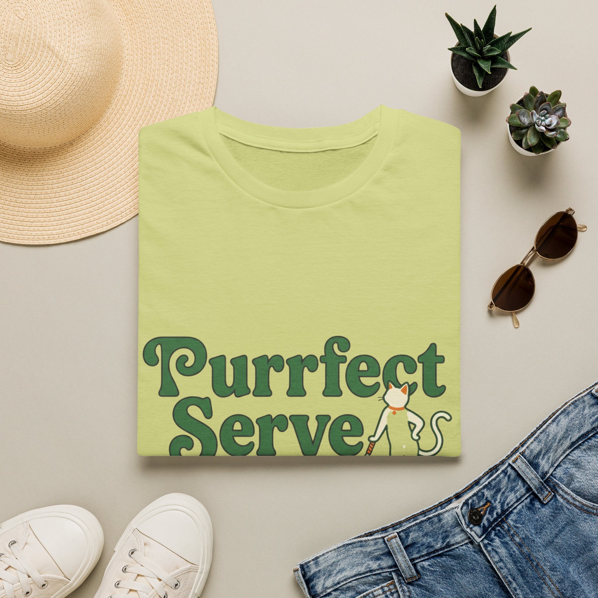 Purrfect Serve Cat Tennis T-Shirt
