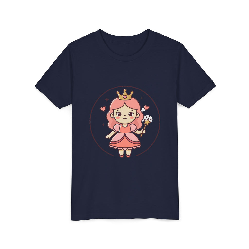 Princess Fairy Kids T-Shirt - Cute Pink Crowned Princess Graphic Youth Tee
