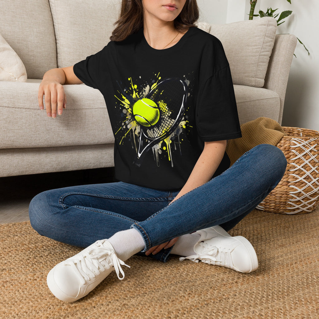 T-Shirt — Splash Tennis Racket & Ball Graphic Tee