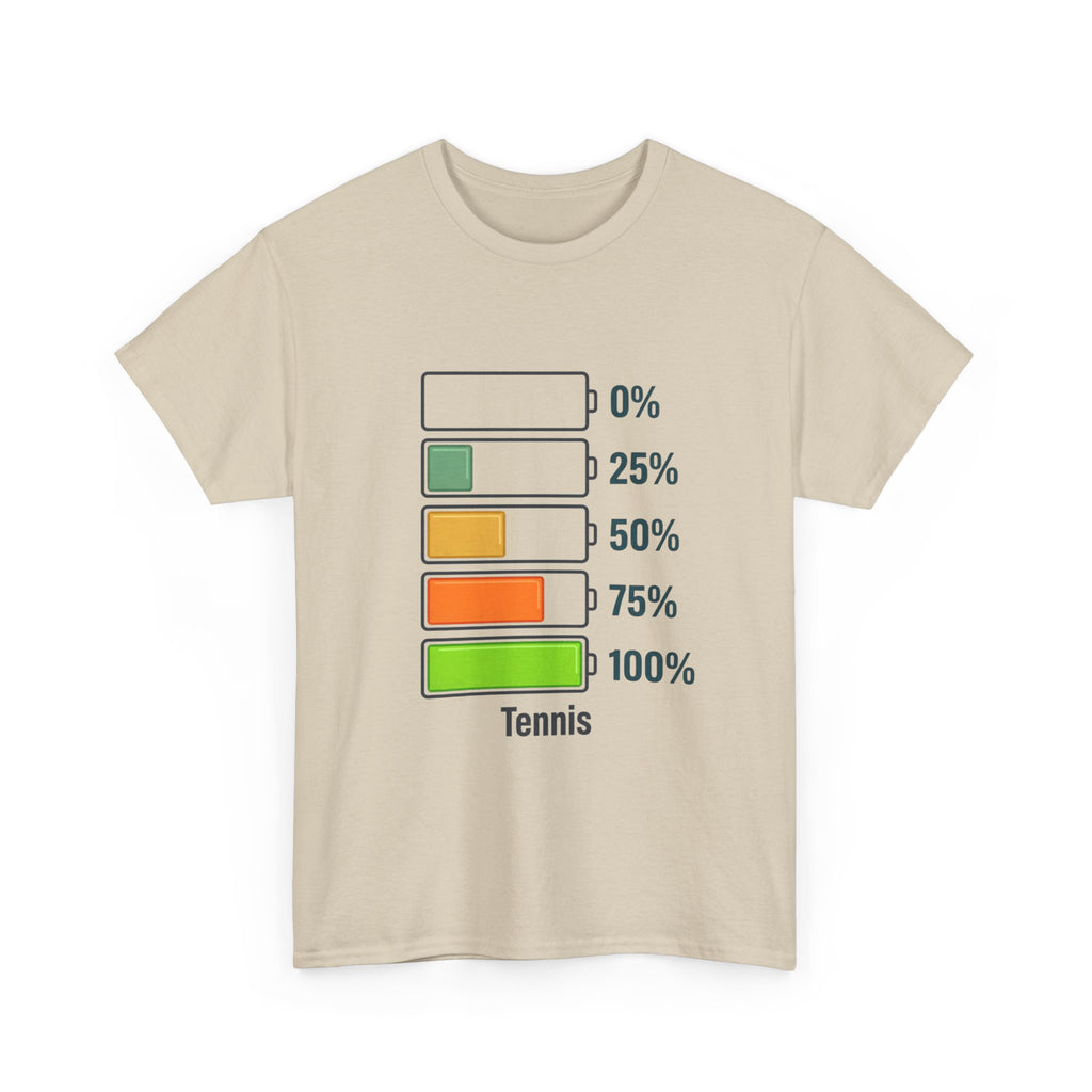 T-Shirt — Tennis Battery Level Graphic Tee (0%-100%)