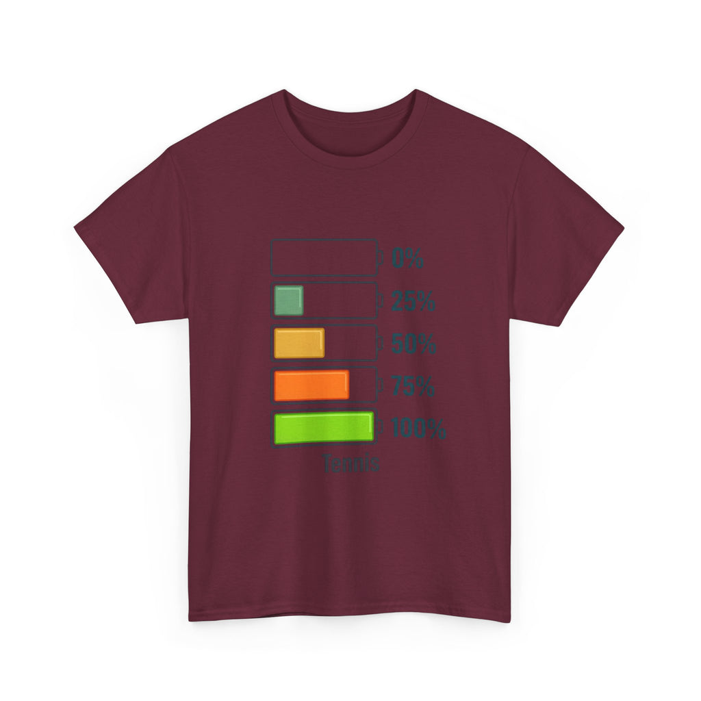 T-Shirt — Tennis Battery Level Graphic Tee (0%-100%)