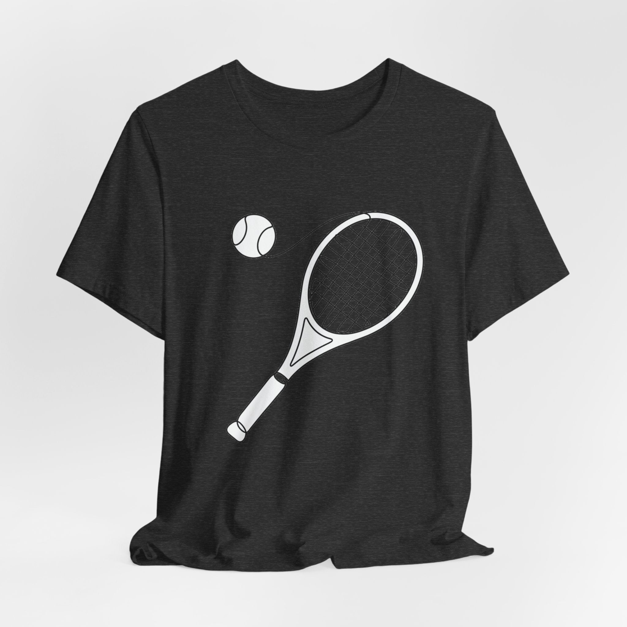 Tennis Racket & Ball Graphic Tee – Minimal Sports T‑Shirt for Players & Fans