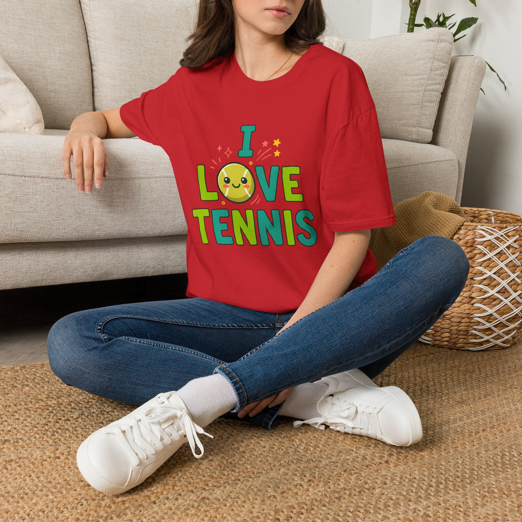I Love Tennis T-Shirt — Cute Smiley Tennis Ball Tee for Players & Fans