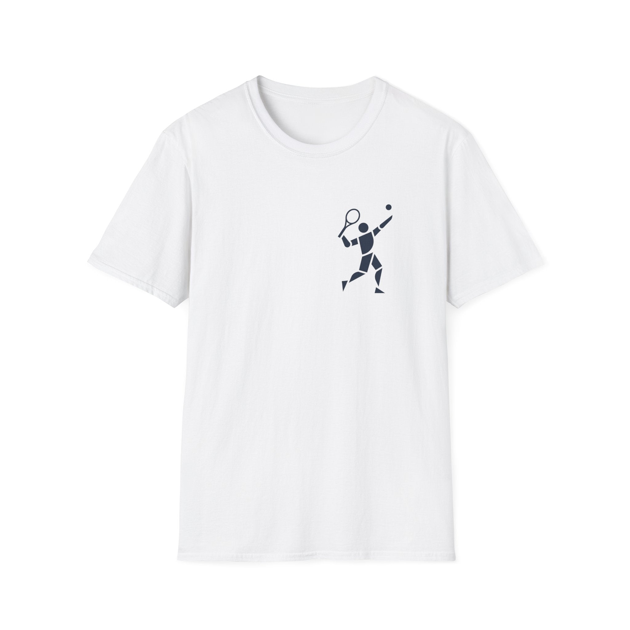 Tennis Player Minimalist T‑Shirt — Geometric Tennis Graphic Tee