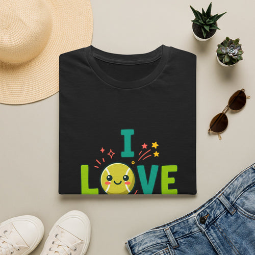I Love Tennis T‑Shirt — Cute Smiley Tennis Ball Tee