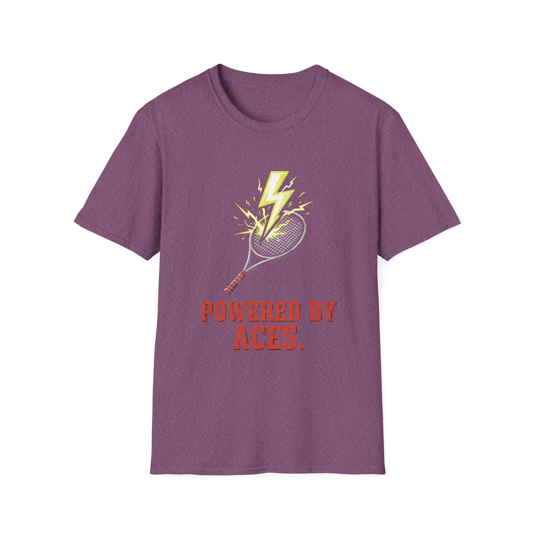 Tennis T-Shirt — "Powered By Aces" Lightning Racket Tee