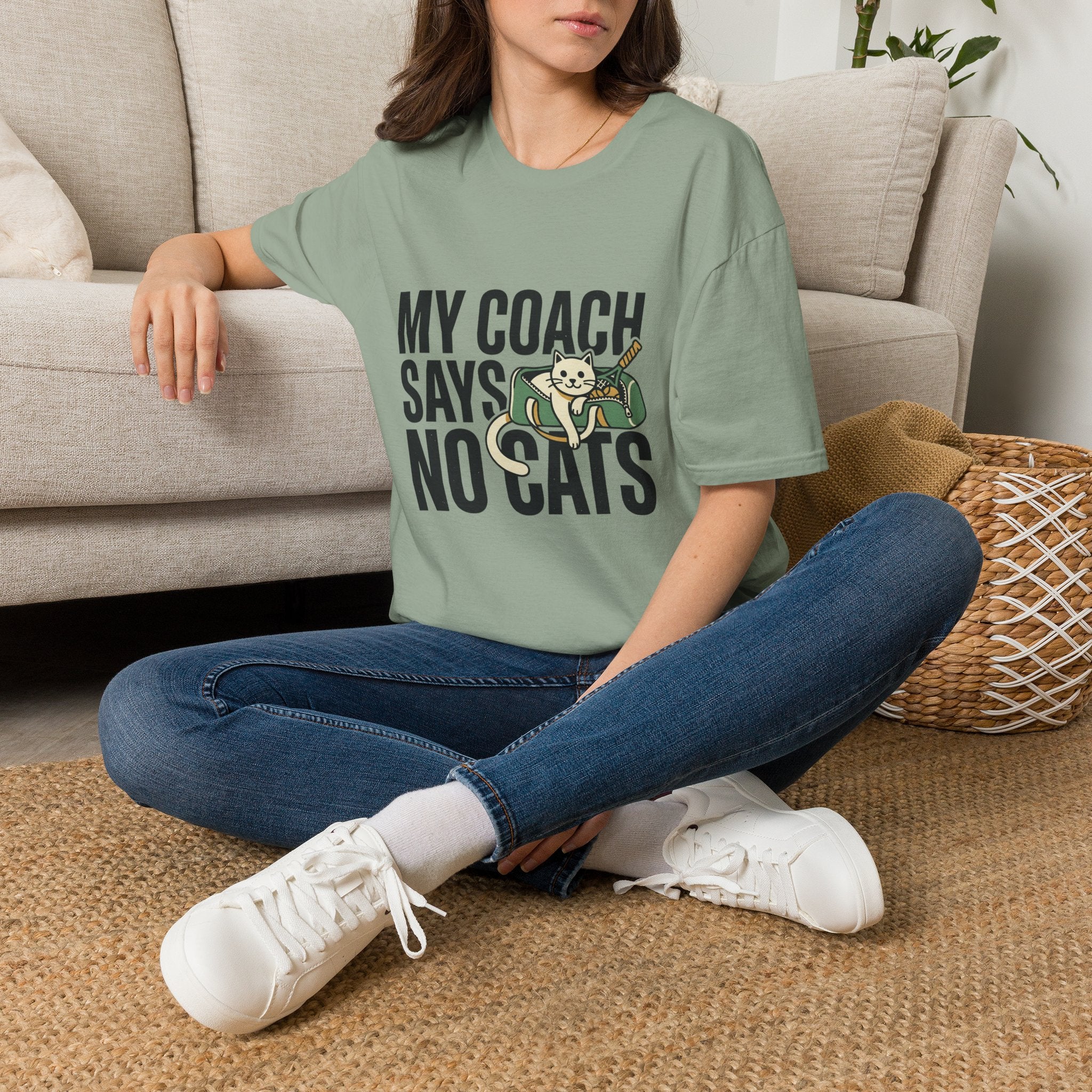 My Coach Says No Cats Funny Cat T-Shirt