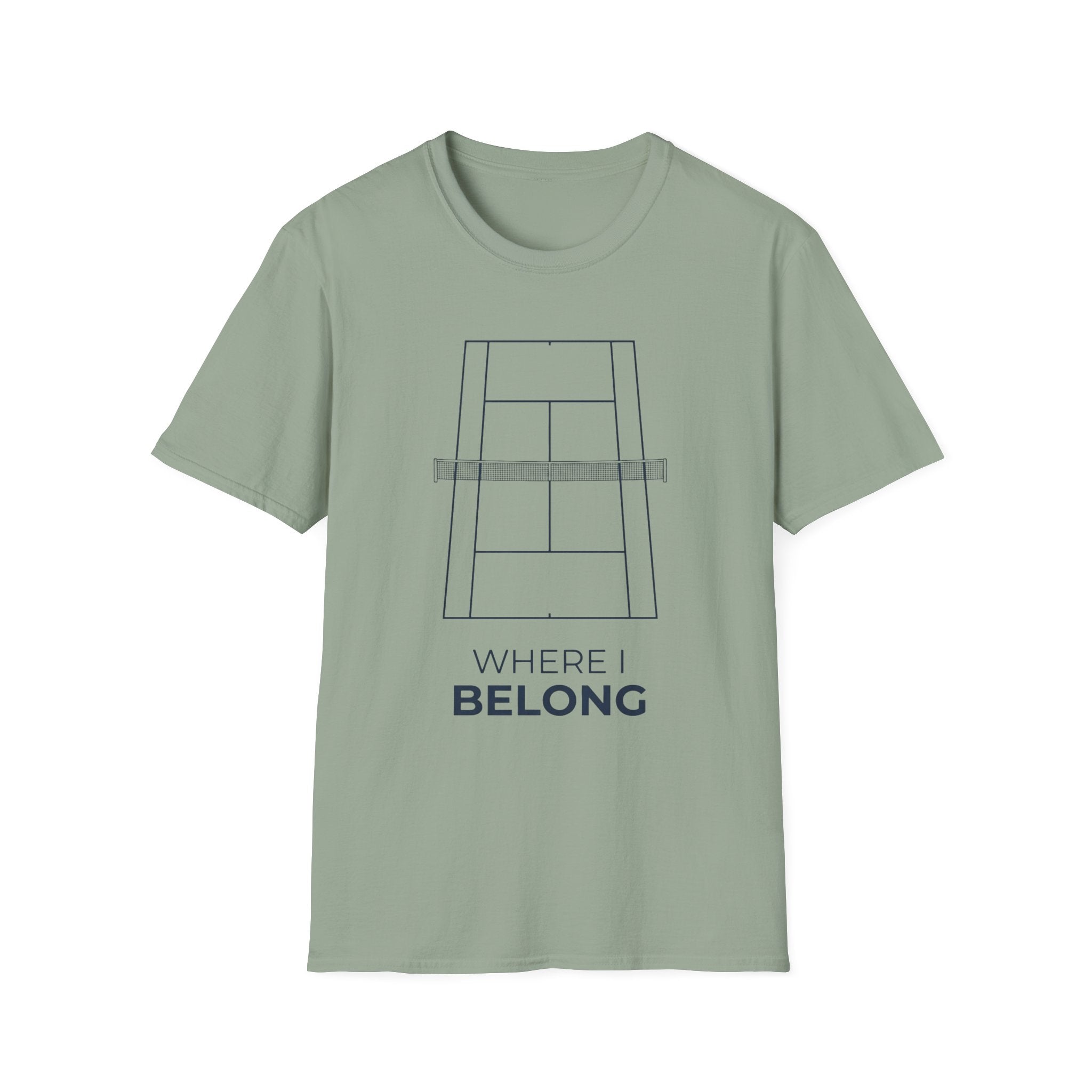 T-Shirt — 'Where I Belong' Minimalist Tennis Court Graphic