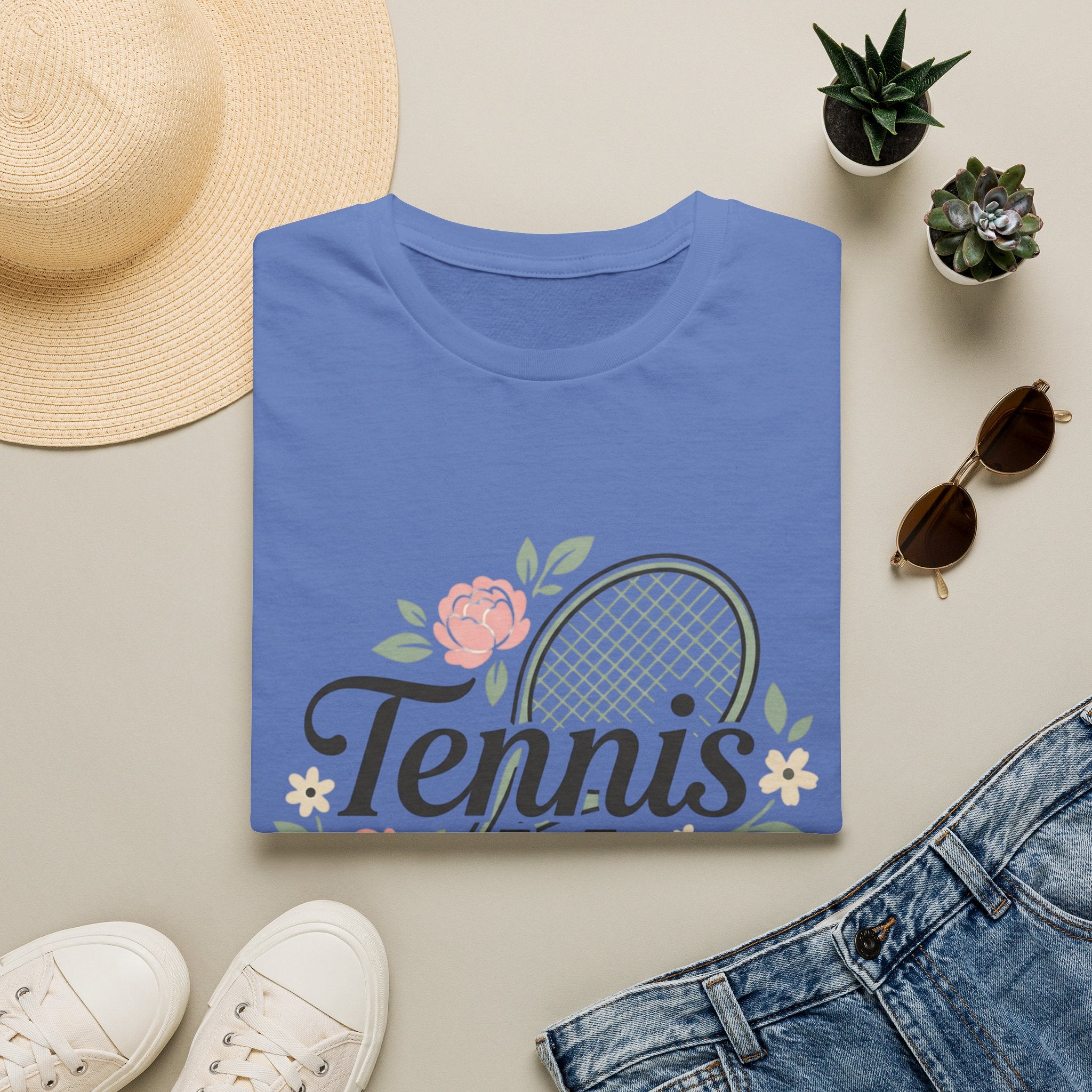Tennis Mom Shirt — Floral Racket Design